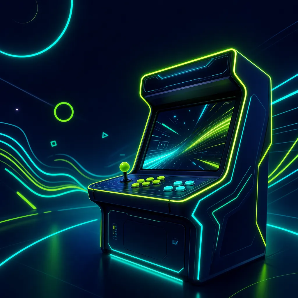 Ilustrasi arcade konsol futuristik APACE138